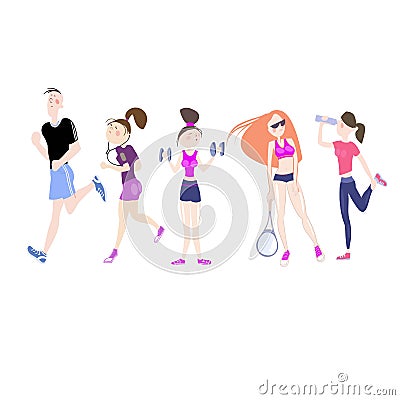 Athletes Cartoon Illustration